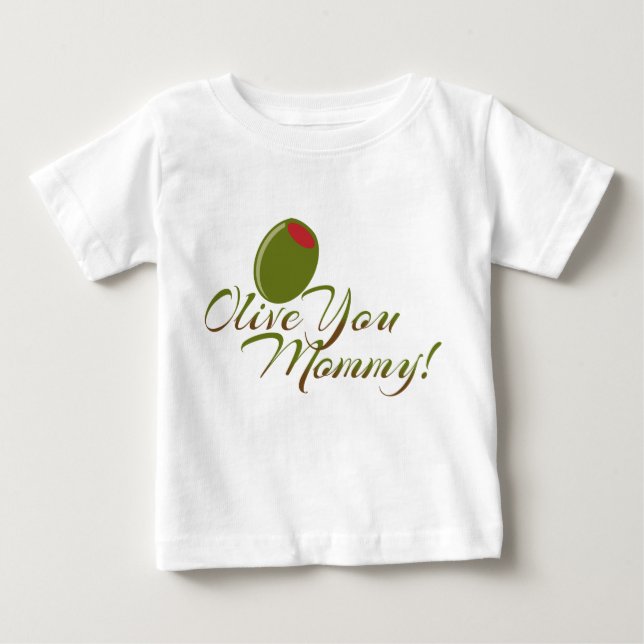 "Olive You Mummy" Cute Baby bodysuit (Front)