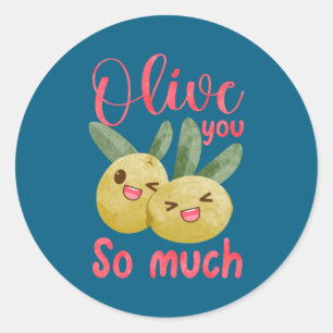 Olive You So Much Funny Food Pun Baby Classic Round Sticker