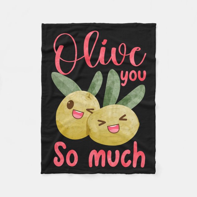 Olive You So Much Funny Food Pun Baby  Fleece Blanket (Front)