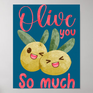 Olive You So Much Funny Food Pun Baby Poster