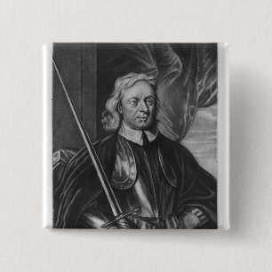 Oliver Cromwell illustration 15 Cm Square Badge