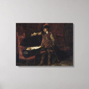Oliver Cromwell Opening the Coffin of Charles Canvas Print