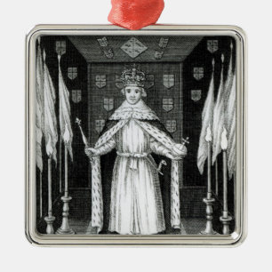 Oliver Cromwell standing in state; Metal Tree Decoration