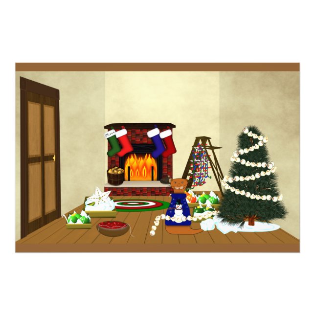 Oliver Decorates for Christmas Photo Print (Front)