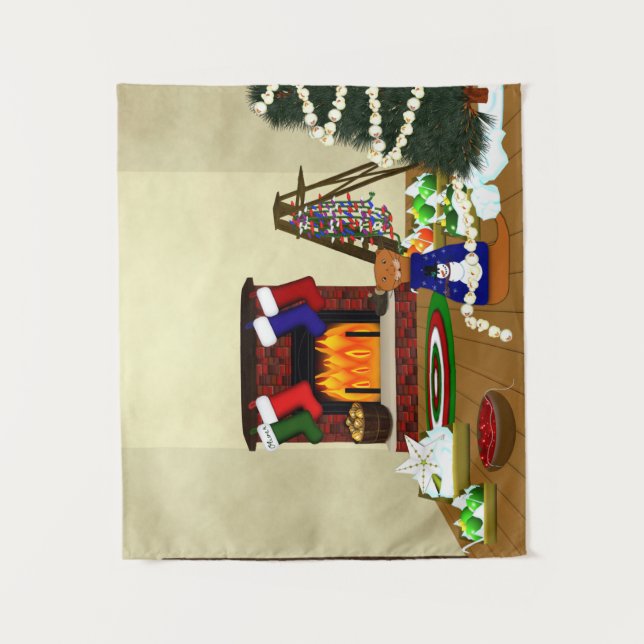 Oliver Decorates for Christmas Tapestry (Front)