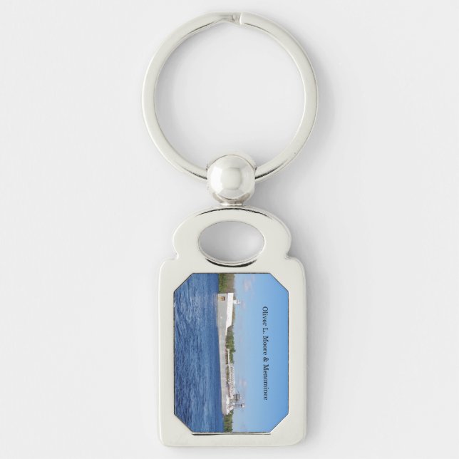 Oliver L. Moore & Menominee metal key chain (Front)