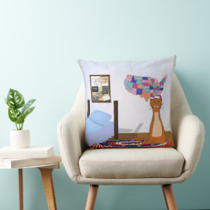 Oliver Loves To Travel-Bedroom, Map, and Postcard Cushion