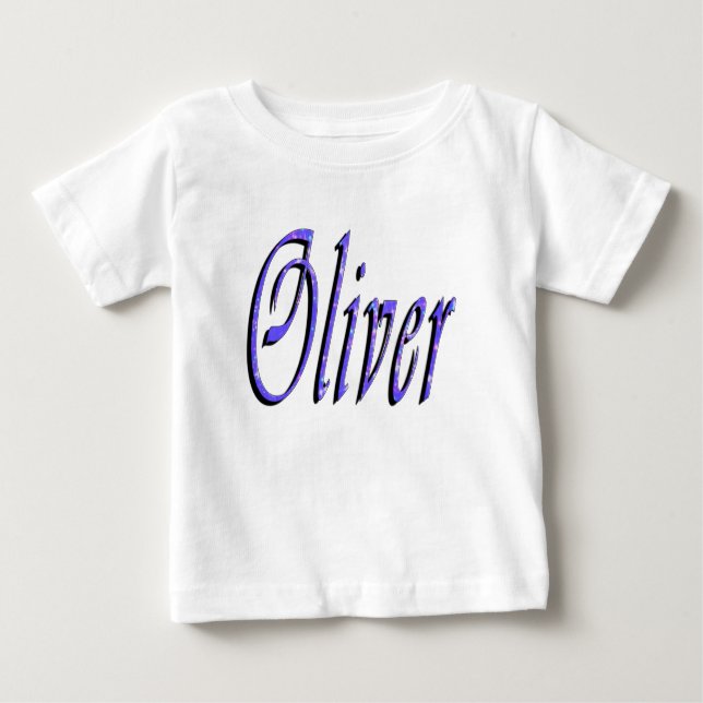 Oliver, Name, Logo, Baby's White T-shirt (Front)