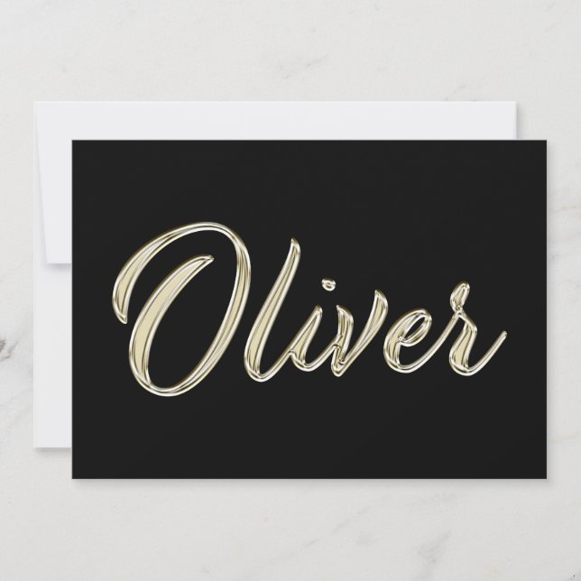 Oliver Name white gold Handwriting Card (Front)