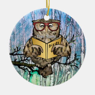 Oliver Owl Reads  Ceramic Tree Decoration