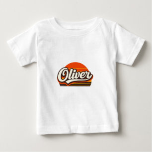 Oliver Retro Sunset Personalised Name Design Baby T-Shirt