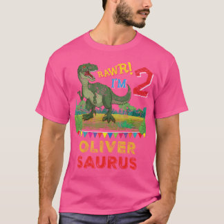 Oliver Saurus Rawr I'M 2 Dinosaur T-Rex Personaliz T-Shirt