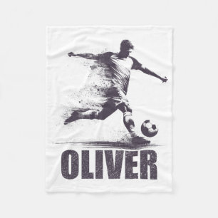 Oliver Soccer Boys Personalised First Name Oliver Fleece Blanket