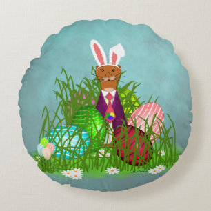 Oliver The Otter and the Great Easter Egg Hunt Round Cushion