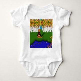 Oliver The Otter at River Wolf Lake in Autumn Baby Bodysuit