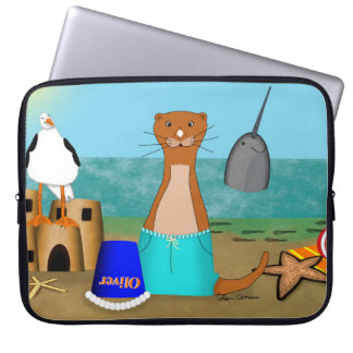 Oliver the Otter at the beach Laptop Sleeve