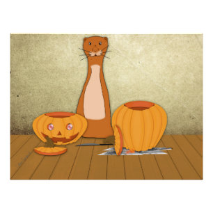 Oliver The Otter Carves a Pumpkin Photo Print
