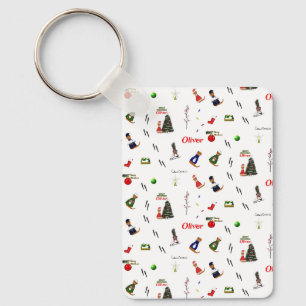 Oliver The Otter Christmas Random Pattern Key Ring