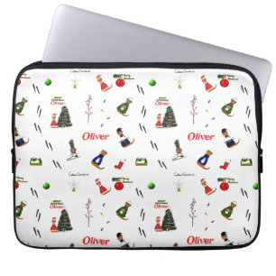Oliver The Otter Christmas Random Pattern Laptop Sleeve