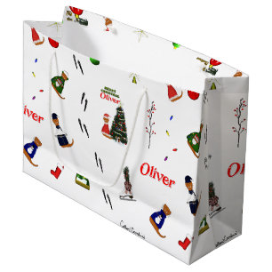 Oliver The Otter Christmas Random Pattern Large Gift Bag