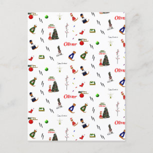 Oliver The Otter Christmas Random Pattern Postcard