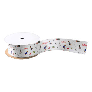 Oliver The Otter Christmas Random Pattern Satin Ribbon