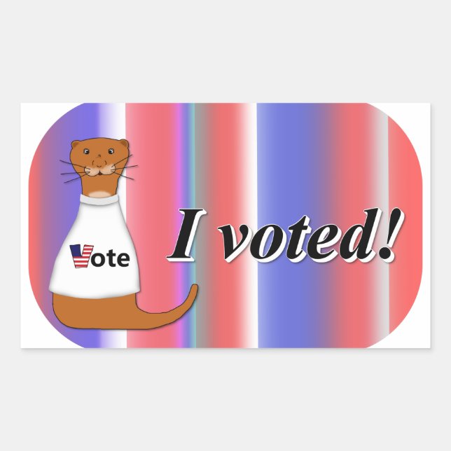 "Oliver The Otter I Voted Sticker" on Background Rectangular Sticker (Front)