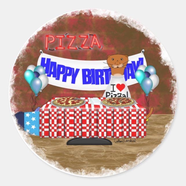 Oliver The Otter is 6 Years Old! Happy Birthday Classic Round Sticker (Front)