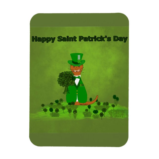 Oliver The Otter Picking Shamrocks Magnet (Vertical)