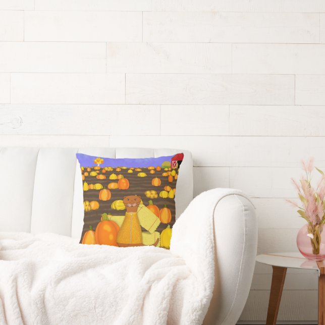 Oliver The Otter Picks a Pumpkin Cushion (Couch)