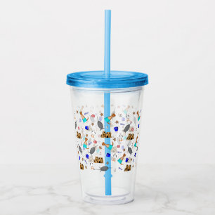 Oliver The Otter Summer Beach Vacation Pattern Acrylic Tumbler