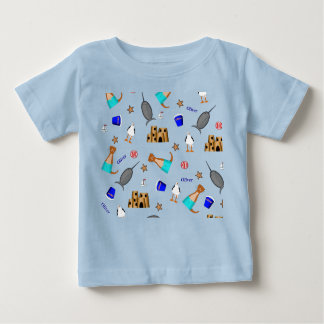Oliver The Otter Summer Beach Vacation Pattern Baby T-Shirt
