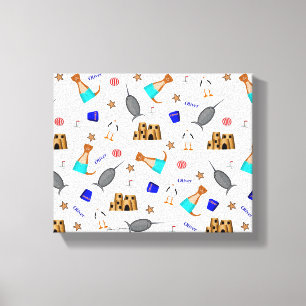 Oliver The Otter Summer Beach Vacation Pattern Canvas Print