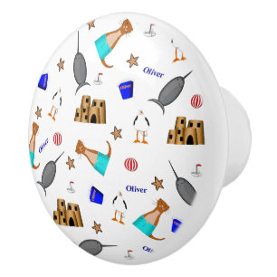 Oliver The Otter Summer Beach Vacation Pattern Ceramic Knob