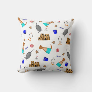Oliver The Otter Summer Beach Vacation Pattern Cushion
