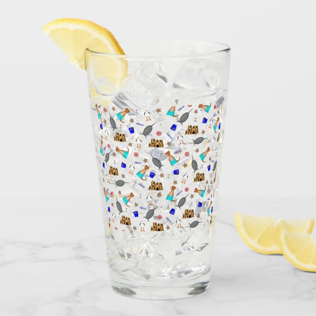 Oliver The Otter Summer Beach Vacation Pattern Glass (Front Ice)