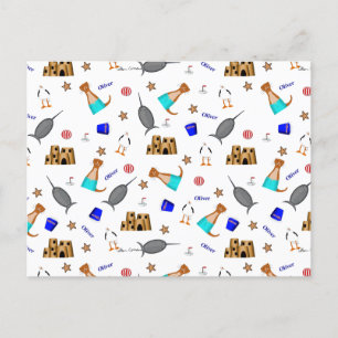 Oliver The Otter Summer Beach Vacation Pattern Holiday Postcard