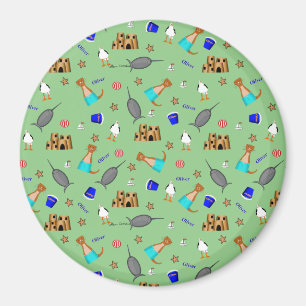 Oliver The Otter Summer Beach Vacation Pattern Magnet