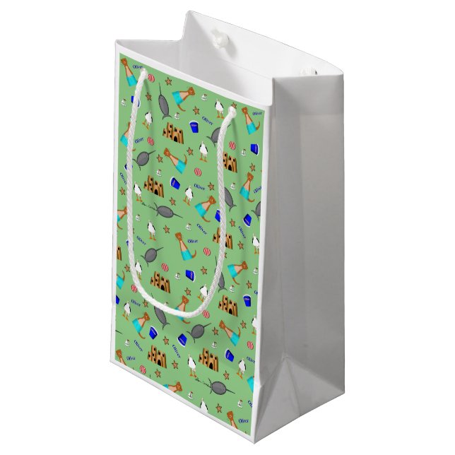 Oliver The Otter Summer Beach Vacation Pattern Small Gift Bag (Front Angled)
