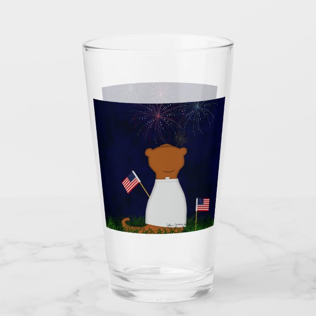 Oliver The Otter Watching Fireworks Glass (Front)