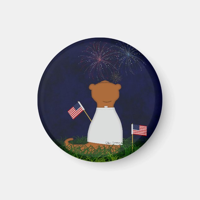 Oliver The Otter Watching Fireworks Magnet (Front)