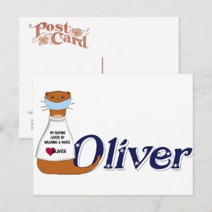 Oliver the Otter Wears a Mask Postcard