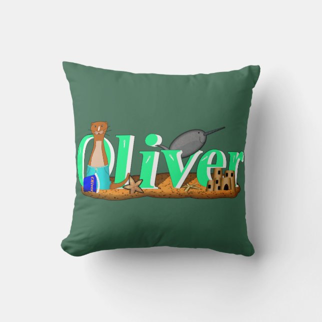 Oliver The Otter's at the Beach Cushion (Front)