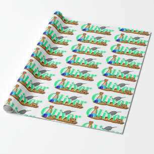 Oliver The Otter's at the Beach Wrapping Paper