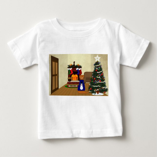 Oliver The Otter's Christmas Baby T-Shirt (Front)