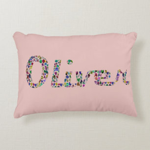 Oliver Typography with Colourful Pattern Design Decorative Cushion
