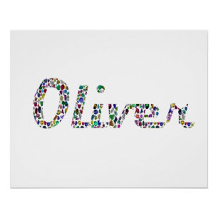 Oliver Typography with Colourful Pattern Design Poster