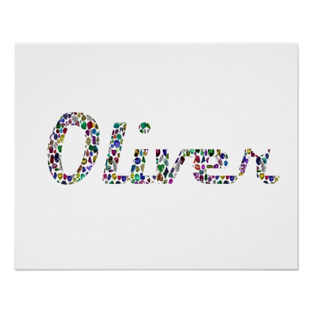 Oliver Typography with Colourful Pattern Design Poster (Front)