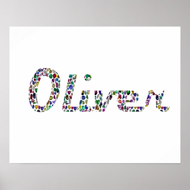 Oliver Typography with Colourful Pattern Design Poster (Front)