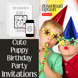 Oliver's 5th Birthday Party Puppy  Invitation